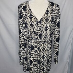 PARKER dress Lila ikat silk surplice long‎ sleeve cocktail M